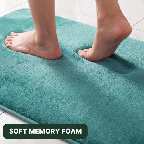 H.VERSAILTEX Bath Mat Memory Foam Set Bathroom Rug Set Flannel Velvety Bath Mat Luxury Extra Soft and Absorbent Non Slip Rugs for Bathroom/Bedroom Washable(2 Pack- 20"x 32"/ 17"x 24", Eggshell Blue)