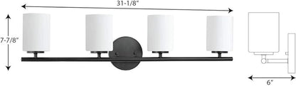 Replay Collection 4-Light Etched Glass Modern Bath Vanity Light Textured Black