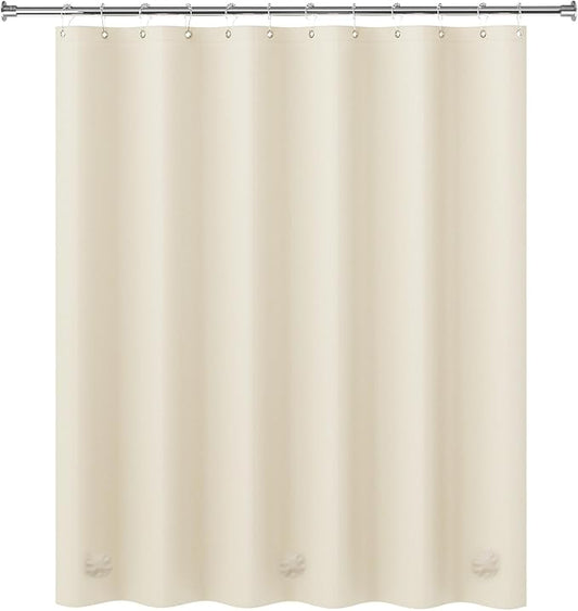 AmazerBath Plastic Shower Curtain Liner, 72 x 72 Inches EVA 8G Heavy Duty Beige Waterproof Weighted Thick Bathroom Curtain with 3 Clear Weights and 12 Rustproof Grommet Holes