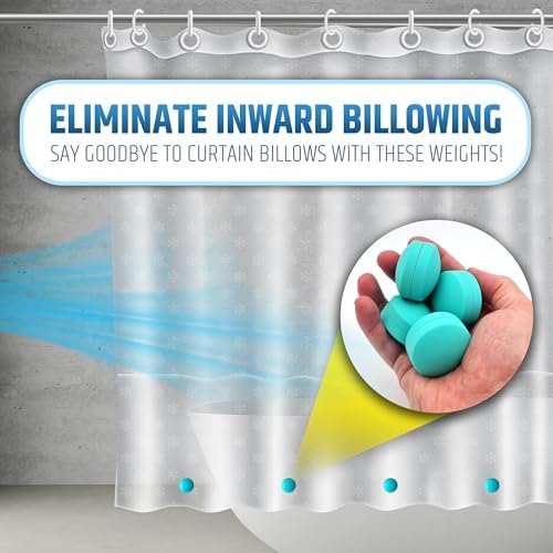 Powerful Anti-Billowing Magnetic Shower Curtain Weights for Splash-Free Bath Experience - 360° Silicone Wrapped - Will Never Rust - Heavy Magnets Prevent Curtain Liners from Blowing | 4 Pairs | Green