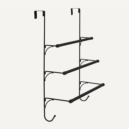 Amazon Basics Over-the-Door Towel Rack with Hooks, 19.3W x 6.6D x 24.8H inch, Black