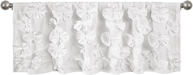 Lush Decor Riley Window Valance, Single 54" W x 18" L, White - Valance Curtains - Kitchen Valances for Windows - Bathroom Window Curtains