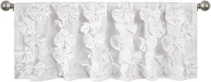 Lush Decor Riley Window Valance, Single 54" W x 18" L, White - Valance Curtains - Kitchen Valances for Windows - Bathroom Window Curtains