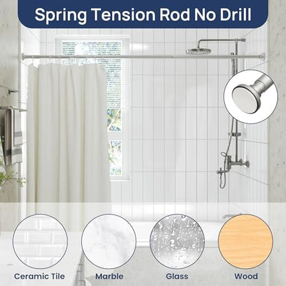 ENJOYBASICS 1" Nickel Shower Curtain Rod, 30-64" Adjustable, Secure Tension