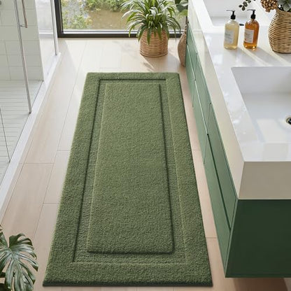 LUMI Ultra Soft Bathroom Runner Rugs, Non Slip Bath Mat 24x60, Green