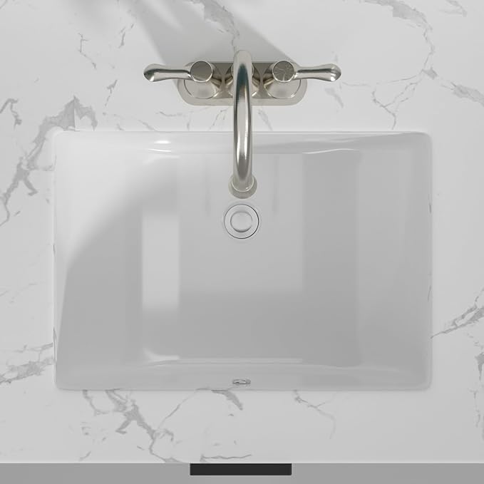 Sarlai Undermount Bathroom Sink White - 19.4 x 13.7 inch Rectangular Undermount Vessel Sink Modern White Ceramic Rectangle Sink, Vanity Sink Art Basin with Overflow, Interior Bowl Size 17.3"x11.6"