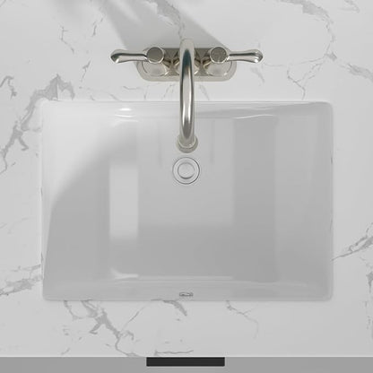 Sarlai Undermount Bathroom Sink White - 19.4 x 13.7 inch Rectangular Undermount Vessel Sink Modern White Ceramic Rectangle Sink, Vanity Sink Art Basin with Overflow, Interior Bowl Size 17.3"x11.6"