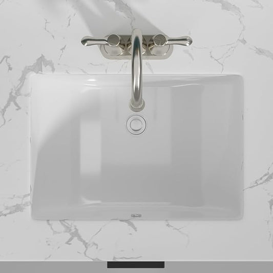 Sarlai Undermount Bathroom Sink White - 19.4 x 13.7 inch Rectangular Undermount Vessel Sink Modern White Ceramic Rectangle Sink, Vanity Sink Art Basin with Overflow, Interior Bowl Size 17.3"x11.6"