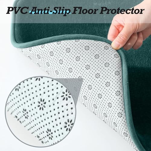 HUXMEYSON Bathroom Rugs Sets 2 Piece, Non-Slip & Quick Dry Bath Mat Set, Ultra Soft Velvet Bath Rugs for Bathroom, Toilet and Shower Floor, Peacock Blue