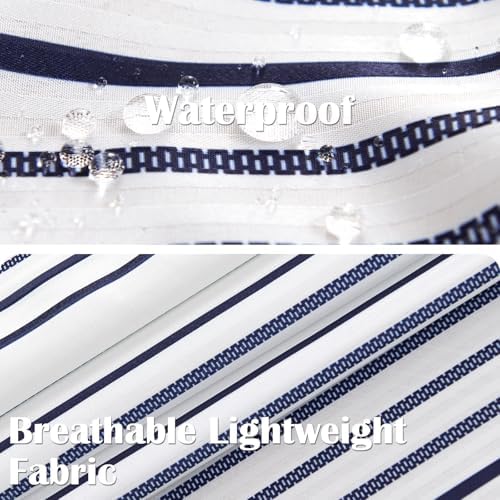 jinchan Navy Blue and White Shower Curtain for Bathroom Modern Farmhouse Striped Waterproof Fabric Shower Curtain Set with 12 Hooks Machine Washable 70x72 Inches