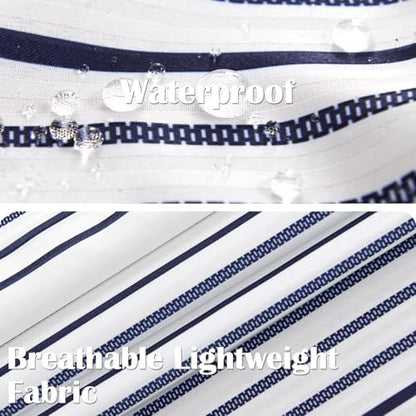 jinchan Navy Blue and White Shower Curtain for Bathroom Modern Farmhouse Striped Waterproof Fabric Shower Curtain Set with 12 Hooks Machine Washable 70x72 Inches