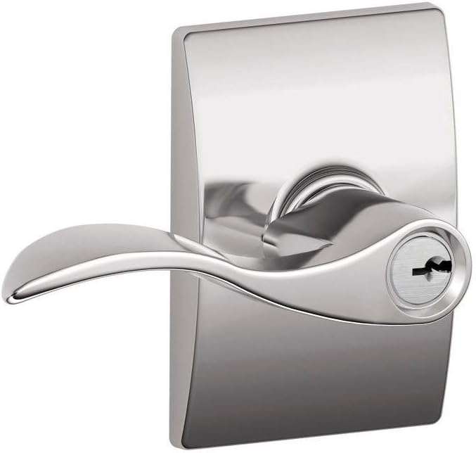 Schlage Accent Lever with Century Trim Keyed Entry Lock in Bright Chrome - F51A ACC 625 CEN