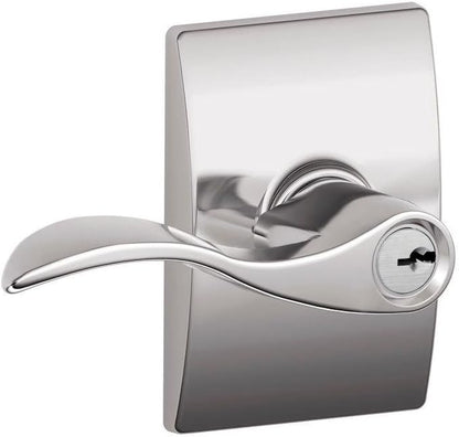 Schlage Accent Lever with Century Trim Keyed Entry Lock in Bright Chrome - F51A ACC 625 CEN