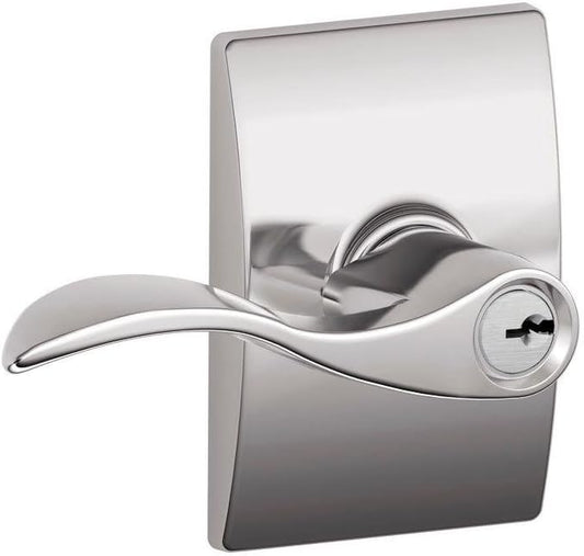 Schlage Accent Lever with Century Trim Keyed Entry Lock in Bright Chrome - F51A ACC 625 CEN