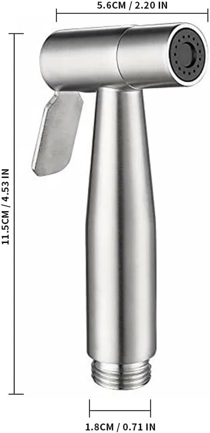 Handheld Bidet Sprayer for Toilet, Stainless Steel Bidet Head for Cloth Diaper, Pet Shower, Kitchen Cleaning, Personal Hygiene, G1/2 Hose Connectors