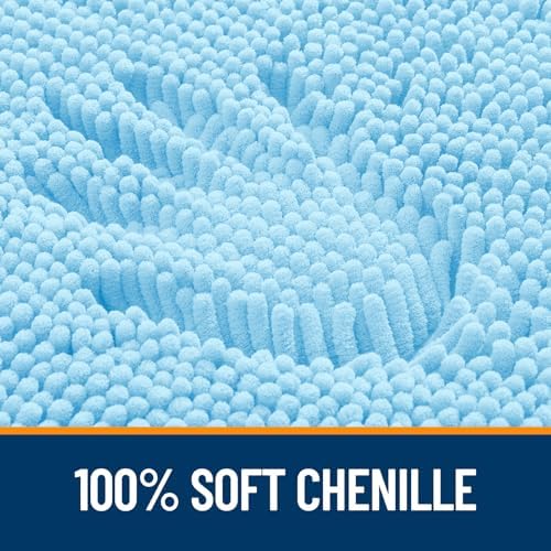 OLANLY Chenille Bathroom Rugs Mats Sets 2 Piece, 24"x16"+24"x20", Sky Blue