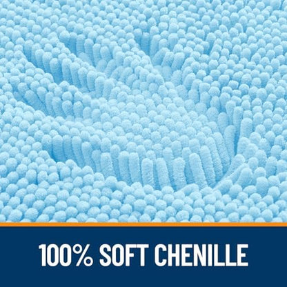 OLANLY Chenille Bathroom Rugs Mats Sets 2 Piece, 47"x20"+24"x20", Sky Blue