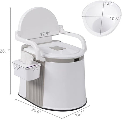Portable Camping Toilet - Porta Potty, Portable Lightweight RV Toilet 5 Gallon with-Cardboard Box Anti-Slip Strip-Handrail Design for Adults Outdoor, Camping, Marine, RV Travel, Emergency Use