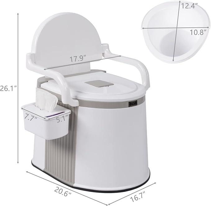 Ochine Portable Toilet Camping Porta Potty, Portable Folding Toilet with Lid, Indoor Outdoor Commode with Detachable Inner Bucket and Removable Paper Holder for Camping, Boat, Van, Emergency Use