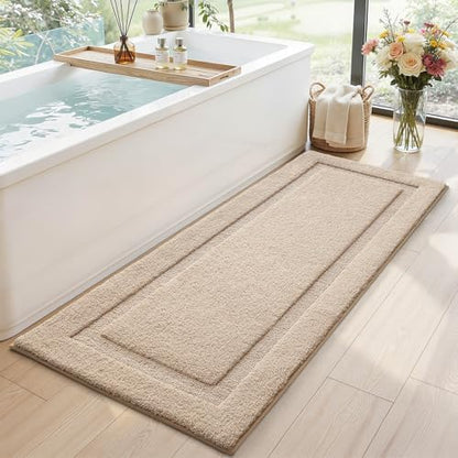 LUMI Ultra Soft Bathroom Runner Rugs, Non Slip Bath Mat 24x60, Beige
