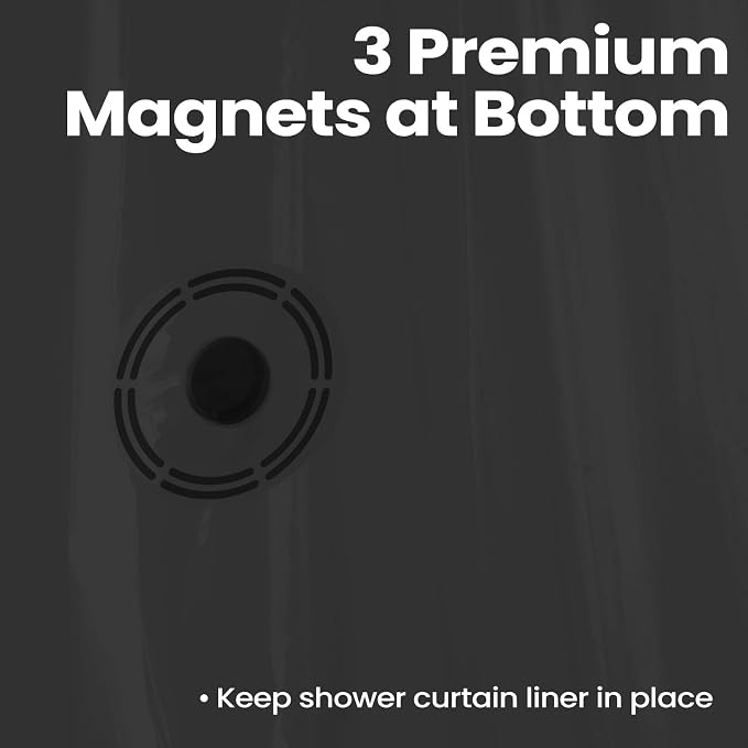 downluxe Shower Curtain Liner, PEVA Plastic Shower Liner with 3 Magnets, 72" x 72" Waterproof Bathroom Curtain, Dark Grey, 1 Pack