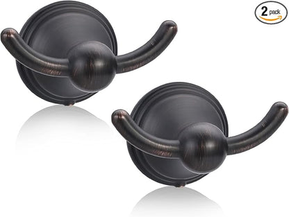 FILTA Bathroom Towel Hooks, Oil Rubbed Bronze Robe & Towel Hooks for Wall Mounted, Traditional Towel and Robe Hooks for Hanging Towels, Bath Towel Holder for Shower(2 Pack)