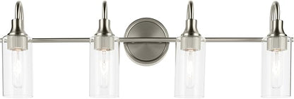 Kichler Kavi 31.5" 4-Light Vanity Light with Clear Glass in Brushed Nickel, Damp Rated, for Bathroom, Powder Room, Over a Mirror, (31.5" W x 10" H), 55212NI