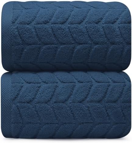 Alusa Home Ultra Soft & Stylish 700 GSM Luxury Bath Sheets | Pack of 2 | Extra Large 35x70 Inches | 100% Zero-Twist, Long-Staple Cotton | Remarkably Absorbent (Navy Blue)