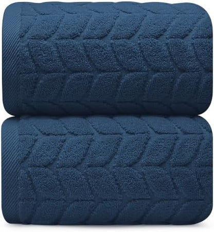 Alusa Home Ultra Soft & Stylish 700 GSM Luxury Bath Sheets | Pack of 2 | Extra Large 35x70 Inches | 100% Zero-Twist, Long-Staple Cotton | Remarkably Absorbent (Navy Blue)