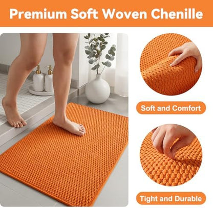 Triohero Toilet Rug, Thin Toilet Rugs U Shaped Washable Non Slip Absorbent Quick Dry Low Pile Toilet Mat, Orange 20"x24" U Shape