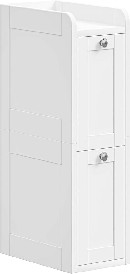 Keehusux Slim Bathroom Storage Cabinet with 2 Slide Out Drawers, White | Narrow Storage Organizer, Anti-drop Guardrail, Freestanding Toilet Paper Holder for Kitchen Corner and Small Spaces, Modern