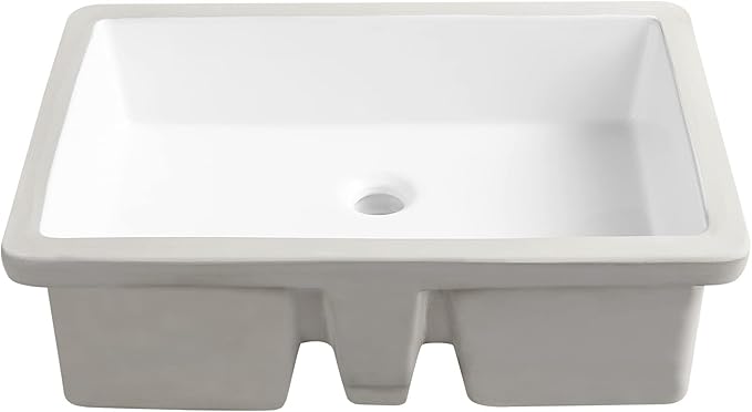 DeerValley DV-1U202 Ursa Bathroom Vessel Sink Rectangular Under-mount White Porcelain Ceramic Bathroom Sink with Overflow