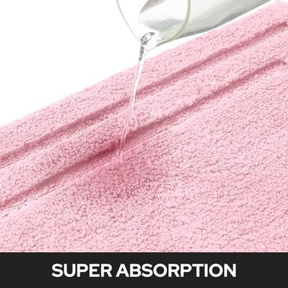 HOMEIDEAS Pink Bathroom Rug, 2 Piece Super Soft Microfiber and Absorbent Shower Mat, Machine Washable Bath Mats for Valentine's Day Decorations, 20" x 32" + 16" x 24"