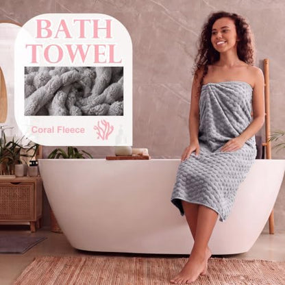 Hahafelt Decorative Bathroom Towel Set,Pastel Tricolor, Coral Fleece