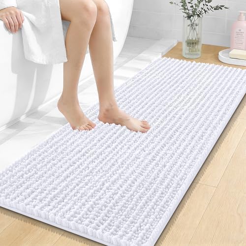 OLANLY Bathroom Runner Rugs 47x20, Thick Soft Absorbent Chenille Bath Rugs