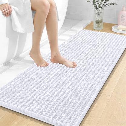 OLANLY Bathroom Runner Rugs 47x20, Thick Soft Absorbent Chenille Bath Rugs