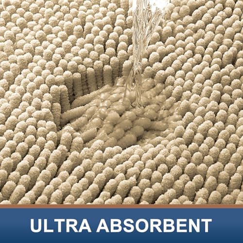 Smiry Bathroom Rugs 59X35, Luxury Chenille Extra Soft Absorbent Bath Mat