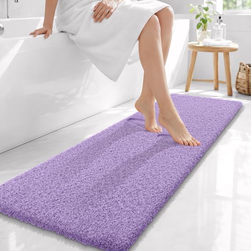 OLANLY Microfiber Bathroom Runner Rugs 59x20, Ultra Soft Bath Mat, Lavender