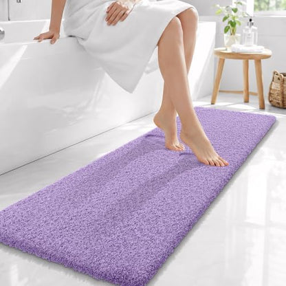 OLANLY Microfiber Bathroom Runner Rugs 59x20, Ultra Soft Bath Mat, Lavender