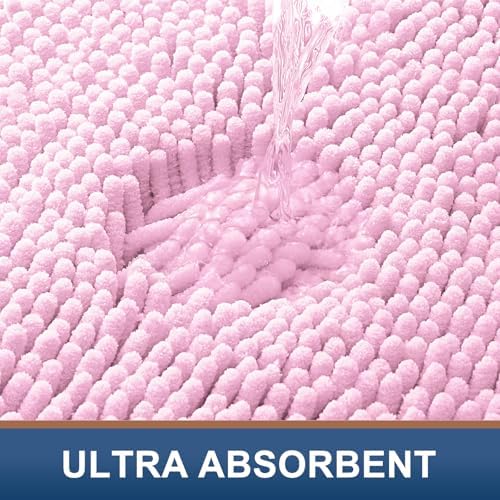 Smiry Bathroom Rugs 47X20, Luxury Chenille Extra Soft Absorbent Bath Mat