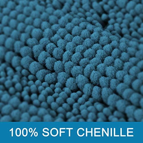 H.VERSAILTEX Turquoise Bathroom Rug, 2 Piece Bathroom Rug Set Slip-Resistant Extra Absorbent Soft and Fluffy Thick Striped Bath Mat Shag Floor Mat(Turquoise Blue, 20" x 32"/17" x 24")