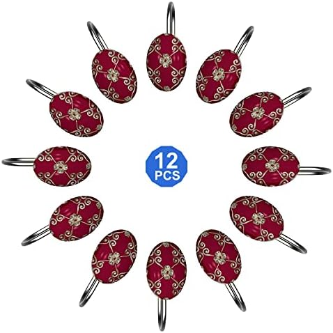 Zahari Home Elegant Rose Shower Hooks Set - Curtain Rings with Unique Design - 12 Resin Hooks for Customizing Your Shower Space