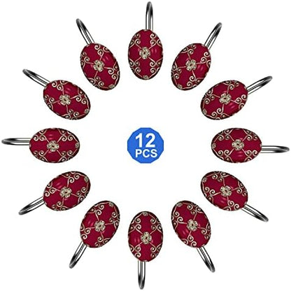 Zahari Home Elegant Rose Shower Hooks Set - Curtain Rings with Unique Design - 12 Resin Hooks for Customizing Your Shower Space