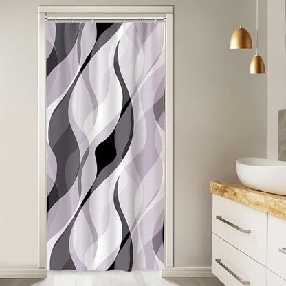 Stall Shower Curtain, Small Lavender Shower Curtain Set for Bathroom Modern Waterproof Purple and Grey Shower Curtain Set with Hooks, 36x72 Inch
