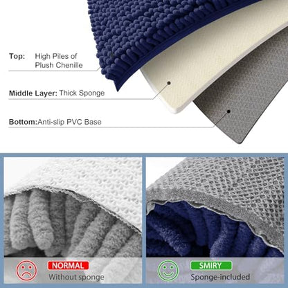Smiry Bathroom Rugs 32X20, Luxury Chenille Extra Soft Absorbent Bath Mat