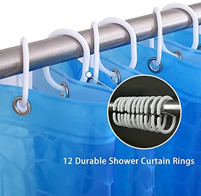 Bostofy Waterproof Shower Curtain Liner EVA Thick Shower Curtain with Heavy Duty 3 Bottom Magnets, Shower Liner for Shower Stall, Bathtubs, 3D Pebble Pattern, 72 x 72,12 Hooks