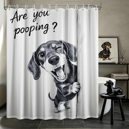 Extra Tall Shower Curtain XL Funny Dachshund, 70 x 96 Inchs