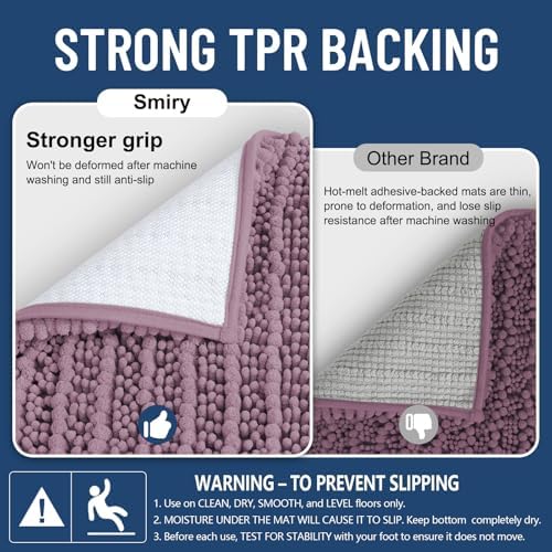 Smiry Bathroom Rugs 24X16, Extra Soft Rubber Backing Chenille Bath Mats
