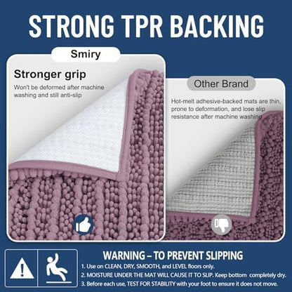 Smiry Bathroom Rugs 47X20, Extra Soft Rubber Backing Chenille Bath Mats