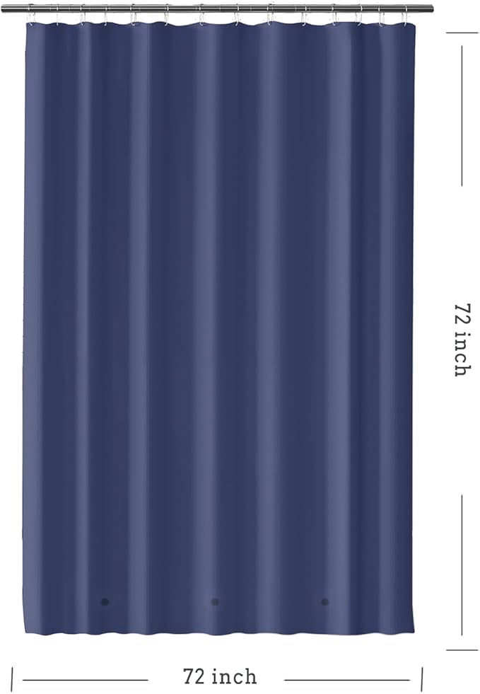 Navy Blue Shower Curtain Liner, 4G PEVA Shower Liner, Plastic Waterproof Shower Curtains, 72x72 inch with Grommet Holes 3 Magnetic Weights